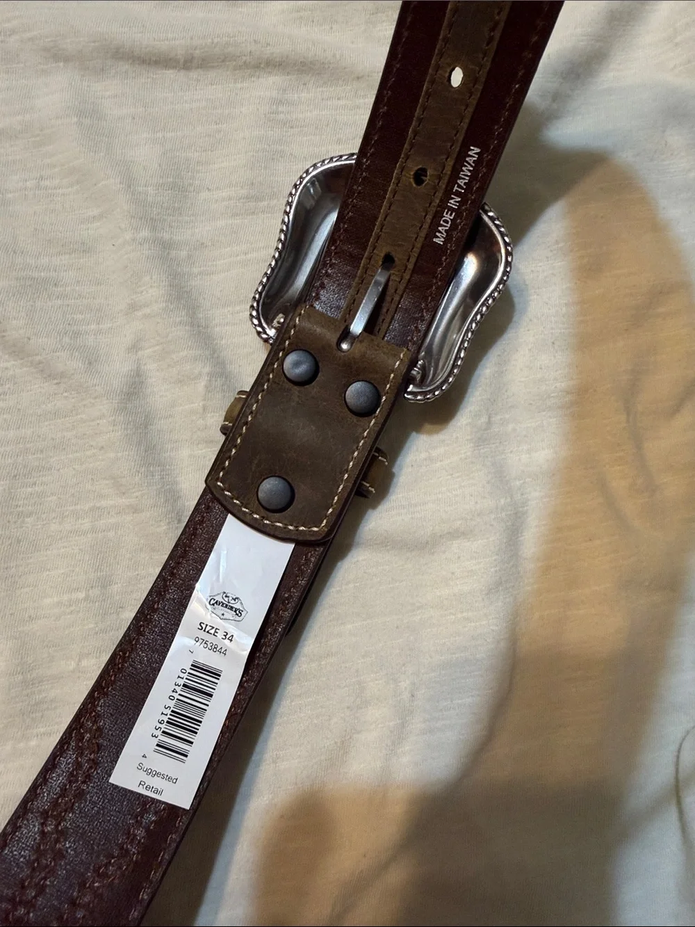 Cavender’s Leather WESTERN belt with conchos - new never worn - 34”